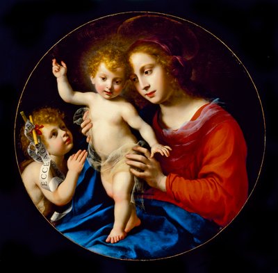 Madonna e criança com São João Batista, c.1636 de Carlo Dolci