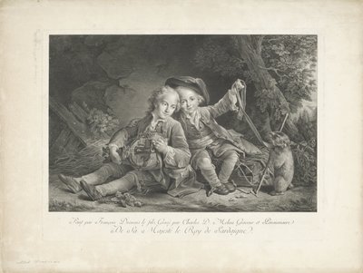 Dois meninos com marmota de Carlo Domenico Melini