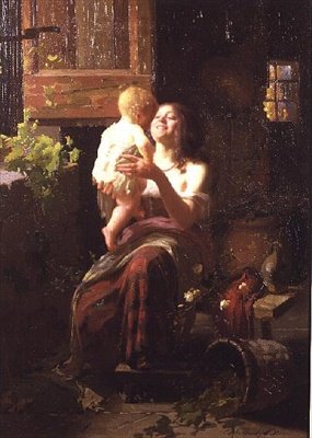 A Mãe (óleo sobre tela) de Carlo Facchinetti