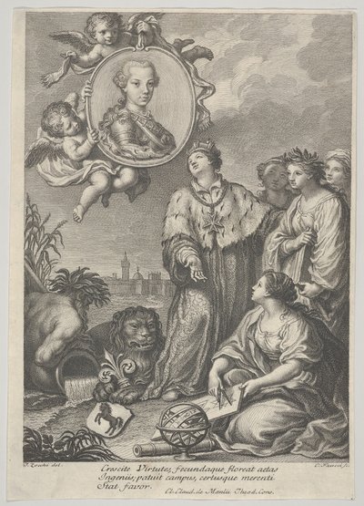 Retrato do futuro Sacro Imperador Romano Leopoldo II como Arquiduque da Áustria e..., ca. 1760-67. de Carlo Faucci