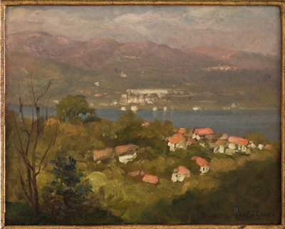 Paisagem na Lombardia, Setembro de 1921 (óleo sobre cartão) de Carlo Grossi