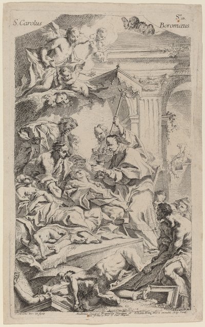 San Carlo Borromeo dando última comunhão às vítimas da peste de Carlo Innocenzo Carlone