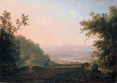 Uma paisagem arcada com Adonis se despedindo de Vênus de Carlo Labruzzi