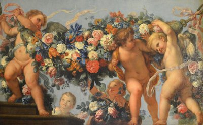 Amor e grinaldas de flores de Carlo Maratta