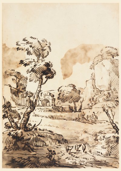 Uma paisagem pastoral de Carlo Marchionni