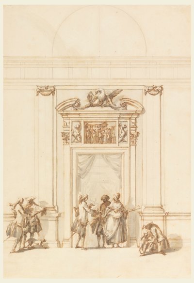 Projeto para o Portal Norte, Grande Galeria, Villa Albani, Roma, Itália de Carlo Marchionni