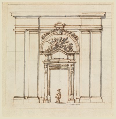 Projeto para a seção de uma parte de uma parede com uma porta de Carlo Marchionni