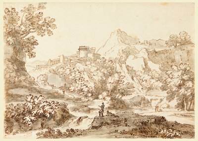 Desenho, Uma paisagem com cidade, 1750-1770 de Carlo Marchionni