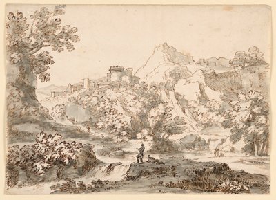 Desenho, Uma paisagem com cidade, 1750-1770 de Carlo Marchionni
