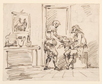 Desenho, Uma cena de género, 1725-50 de Carlo Marchionni
