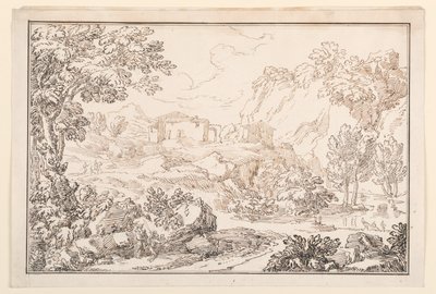 Desenho, Uma paisagem, 1770-86 de Carlo Marchionni