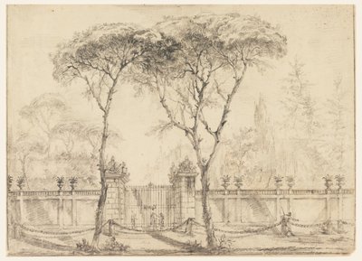 Desenho, No portão de uma villa, 1770-86 de Carlo Marchionni