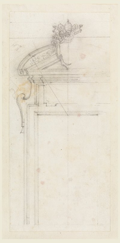 Desenho, Projeto de uma caixa de porta, 1725-50 de Carlo Marchionni