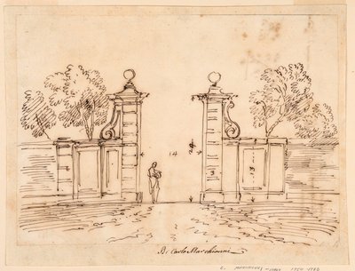 Desenho, Projeto de um Portão de uma Vila, 1750-55 de Carlo Marchionni