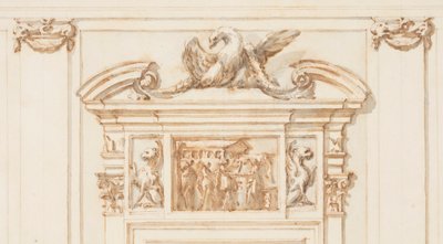 Desenho, Projeto para o Portal Norte, Grande Galeria, Villa Albani, Roma, Itália, 1755-56 de Carlo Marchionni
