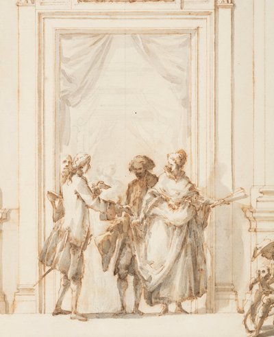 Desenho, Projeto para o Portal Norte, Grande Galeria, Villa Albani, Roma, Itália, 1755-56 de Carlo Marchionni