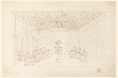 Desenho, Papa Bento XIV num Consistório com Cardeais, 1740-58 de Carlo Marchionni