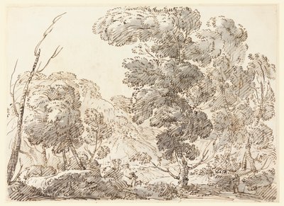 Desenho, Estrada num país montanhoso, 1770-1786 de Carlo Marchionni