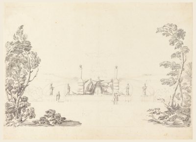 Desenho, Esboço para uma fonte no parque, 1740 de Carlo Marchionni