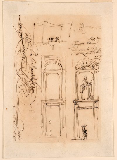 Desenho, esboços e guião, 1765 de Carlo Marchionni