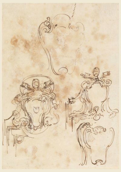Desenho, esboços para molduras e escudos, 1758-69 de Carlo Marchionni