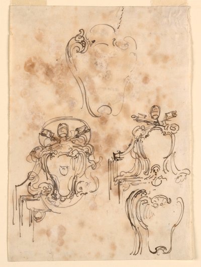 Desenho, esboços para molduras e escudos, 1758-69 de Carlo Marchionni