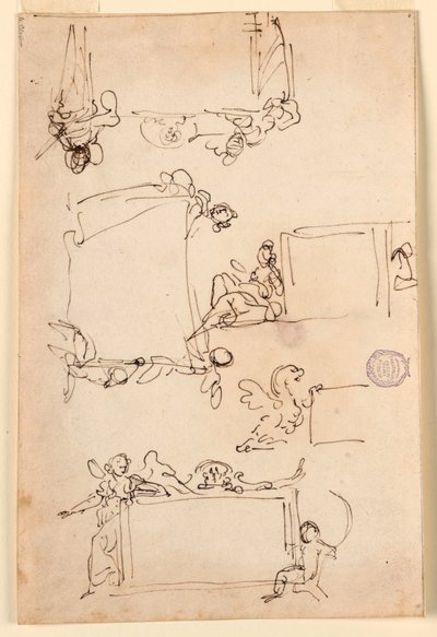 Desenho, Esboços para uma tábua, ca. 1750 de Carlo Marchionni