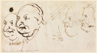 Desenho, Esboços de quatro cabeças em caricatura, 1725-75 de Carlo Marchionni