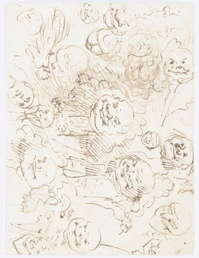 Desenho, Estudos de cabeças, 1760-80 de Carlo Marchionni