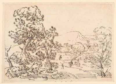 Desenho, Paisagem arborizada, 1750-1770 de Carlo Marchionni