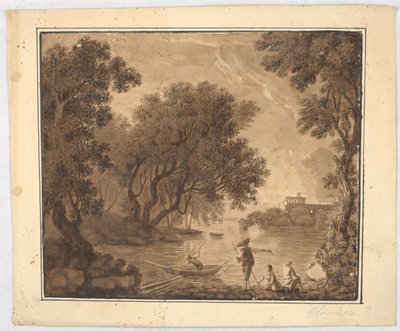 Pescadores na paisagem de Carlo Marchionni