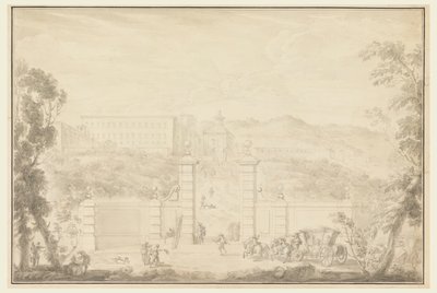 Vista de um mosteiro recebendo a visita de grandes pessoas de Carlo Marchionni