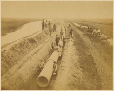 Aqueduto de Veneza (nova conduta). Estaleiro do aterro de Carlo Naya