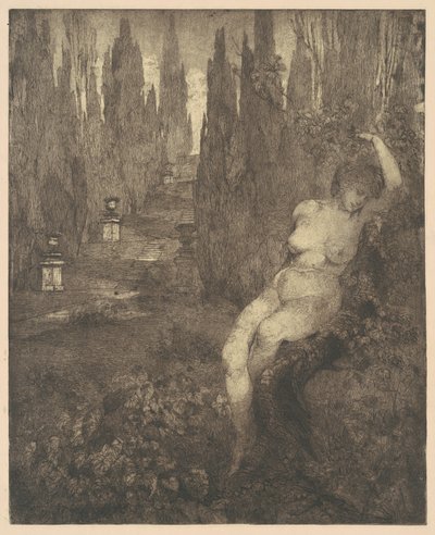 Donna ignuda addormentata nel parco [Mulher Nua Dormindo no Parque] de Carlo Paolo Agazzi