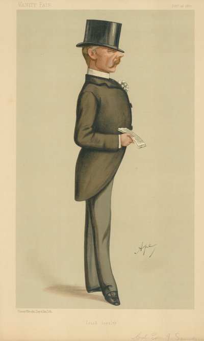 Coronel Edward J Saunderson, Lealdade Irlandesa, 26 de fevereiro de 1887, desenho animado da Vanity Fair de Carlo Pellegrini