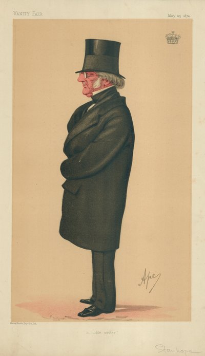 Philip-Henry Stanhope Stanhope, um escritor nobre, 23 de maio de 1874, cartoon Vanity Fair de Carlo Pellegrini