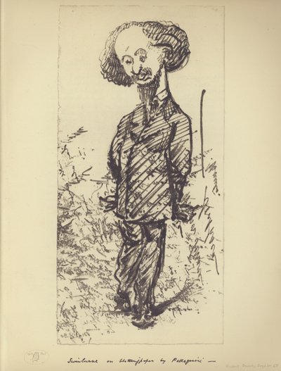 Swinburne on Blotting Paper (caricatura do autor inglês Algernon Charles Swinburne) (litho) de Carlo Pellegrini