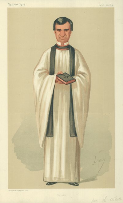 O Rev. Henry White, Orações, 26 de dezembro de 1874, desenho animado da Vanity Fair de Carlo Pellegrini