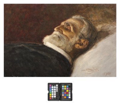 Retrato de Giuseppe Verdi em seu leito de morte de Carlo Stragliati