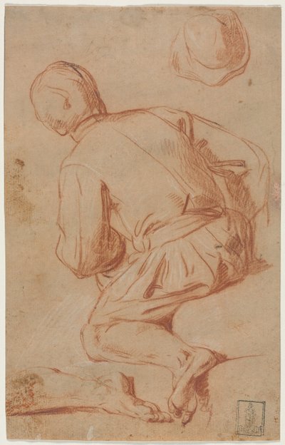 Vista traseira do homem sentado, final de 1600. de Carlo Vimercati