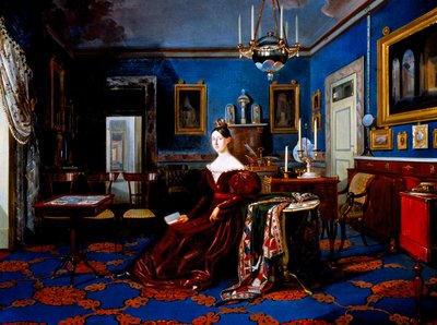 Retrato de Maria Cristina de Sabóia no palácio de Caserta (óleo sobre tela) de Carlo de Falco