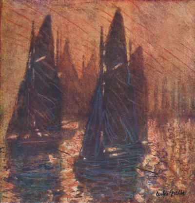 Barcos de pesca no nevoeiro, c1913. de Carlos Grethe