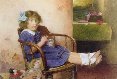 A Penny for the Money Box (óleo sobre tela) de Carlton Alfred Smith