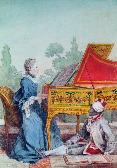 Retrato de mademoiselle Desgots de Saint-Domingue com seu escravo Laurent de Carmontelle