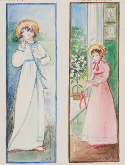 Elizabeth Bennet e Emma Woodhouse, 2011 (wc no papel) de Caroline Hervey Bathurst
