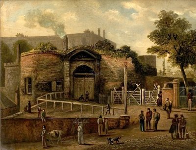 Vista do Castle Gateway, Nottingham (óleo a bordo) de Caroline Mary Price
