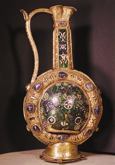 Jarro de água Charlemagnes (ouro e cloisonne esmalte) de Carolingian School