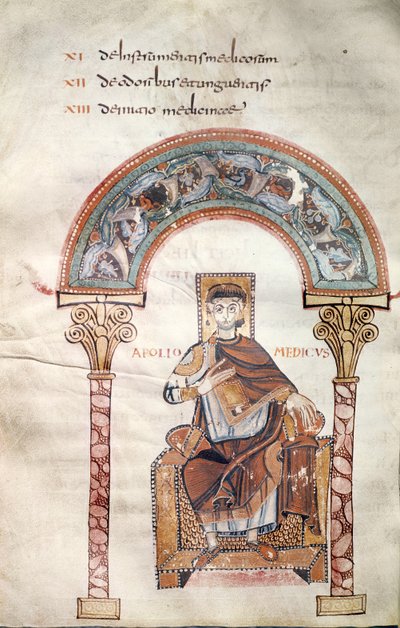 Ms CCII fol.91v Apollo Medicus, de Etymologiae por Isidore de Sevilha de Carolingian School