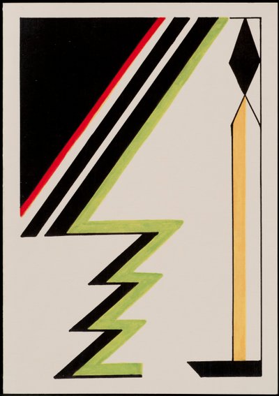 Vela Deco com Árvore de Natal, 2010 (tinta preta e colorida sobre papel) de Carolyn Hubbard Ford