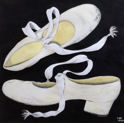 Old Tap Dancing Shoes, 1992 (lápis e wc no papel) de Carolyn Hubbard Ford
